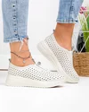 Pantofi casual dama piele naturala bej perforati cu inchidere slip-on F001-927 4
