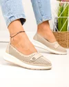 Pantofi casual dama piele naturala bej perforati cu inchidere slip-on JY3951 4