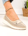 Pantofi casual dama piele naturala bej perforati cu inchidere slip-on JY3951 3