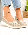 Pantofi casual dama piele naturala bej perforati cu inchidere slip-on JY3951 5