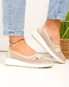 Pantofi casual dama piele naturala bej perforati cu inchidere slip-on JY3951 2