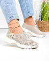 Pantofi casual dama piele naturala bej perforati cu talpa flexibila si inchidere slip-on T6041 2
