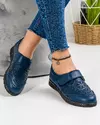 Pantofi casual dama piele naturala bleumarin cu inchidere scai si perforatii T-3023 4