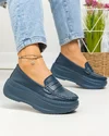Pantofi casual dama piele naturala bleumarin cu inchidere slip-on F002-295 1