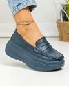 Pantofi casual dama piele naturala bleumarin cu inchidere slip-on F002-295 3