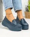Pantofi casual dama piele naturala bleumarin cu inchidere slip-on F002-295 4