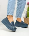 Pantofi casual dama piele naturala bleumarin cu inchidere slip-on F002-295 5