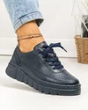 Pantofi casual dama piele naturala bleumarin cu perforatii decorative AW469 2
