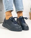 Pantofi casual dama piele naturala bleumarin cu perforatii decorative AW469 3