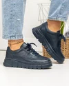 Pantofi casual dama piele naturala bleumarin cu perforatii decorative AW469 4