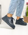 Pantofi casual dama piele naturala bleumarin cu perforatii decorative AW469 5