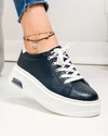 Pantofi casual dama piele naturala bleumarin cu talpa alba F001-711 3