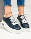 Pantofi casual dama piele naturala bleumarin cu talpa alba F001-711 1