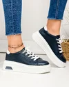 Pantofi casual dama piele naturala bleumarin cu talpa alba F001-711 4