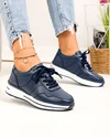 Pantofi casual dama piele naturala bleumarin cu talpa alba F001-768 2