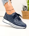 Pantofi casual dama piele naturala bleumarin cu talpa alba F001-768 3