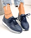 Pantofi casual dama piele naturala bleumarin cu talpa alba F001-768 4