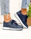 Pantofi casual dama piele naturala bleumarin cu talpa alba F001-768 1