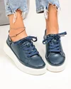 Pantofi casual dama piele naturala bleumarin cu talpa alba JY3285 3