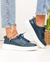 Pantofi casual dama piele naturala bleumarin cu talpa alba JY3285 5