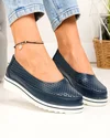Pantofi casual dama piele naturala bleumarin cu talpa alba si inchidere slip-on VK-F001-504 4
