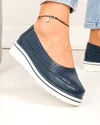 Pantofi casual dama piele naturala bleumarin cu talpa alba si inchidere slip-on VK-F001-504 5