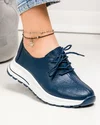 Pantofi casual dama piele naturala bleumarin cu talpa alba T-5931 3
