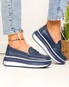 Pantofi casual dama piele naturala bleumarin cu talpa groasa F001-776 4
