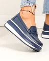Pantofi casual dama piele naturala bleumarin cu talpa groasa F001-776 5