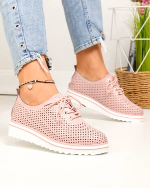Pantofi casual dama piele naturala cu inchidere sireturi si perforatii XH-3200