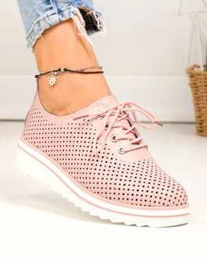 Pantofi casual dama piele naturala cu inchidere sireturi si perforatii XH-3200