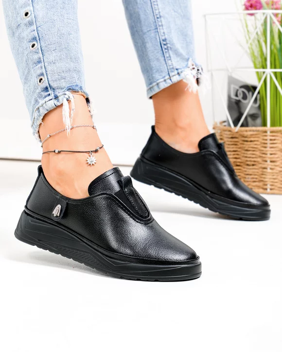 Pantofi casual dama piele naturala cu insertie elastica si talpa flexibila JY-5671