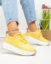 Pantofi casual dama piele naturala galben cu auriu si talpa alba F002-290 1