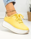 Pantofi casual dama piele naturala galben cu auriu si talpa alba F002-290 3