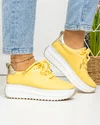 Pantofi casual dama piele naturala galben cu auriu si talpa alba F002-290 2