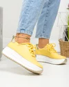 Pantofi casual dama piele naturala galben cu auriu si talpa alba F002-290 5