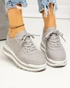 Pantofi casual dama piele naturala gri cu alb si inchidere sireturi F001-747 3