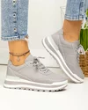 Pantofi casual dama piele naturala gri cu alb si inchidere sireturi F001-747 4