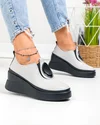 Pantofi casual dama piele naturala gri cu aplicatie metalica T6050 2