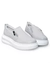 Pantofi casual dama piele naturala gri cu fermoar si insertie laterala T6051 6