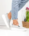 Pantofi casual dama piele naturala gri cu fermoar si insertie laterala T6051 4