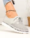 Pantofi casual dama piele naturala gri cu imprimeu sarpe si perforati partial JY3930 2