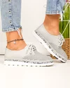 Pantofi casual dama piele naturala gri cu imprimeu sarpe si perforati partial JY3930 5