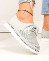 Pantofi casual dama piele naturala gri cu imprimeu sarpe si perforati partial JY3930 4