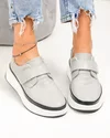 Pantofi casual dama piele naturala gri cu inchidere scai T6086 4
