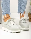 Pantofi casual dama piele naturala gri cu inchidere sireturi F001-780 1