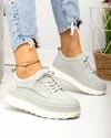 Pantofi casual dama piele naturala gri cu inchidere sireturi F001-780 3
