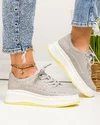 Pantofi casual dama piele naturala gri cu inchidere sireturi si talpa stratificata F002-285 4