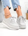 Pantofi casual dama piele naturala gri cu inchidere sireturi T6052 5