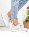 Pantofi casual dama piele naturala gri cu inchidere sireturi T6052 6